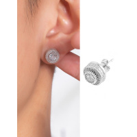 ACITY喜城满钻圆形耳钉嘻哈欧美锆石hiphop个性ins街头潮男女耳饰