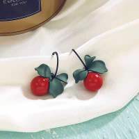 S925银针超仙耳坠森系花朵水果耳环女气质百搭网红樱桃高级感耳饰