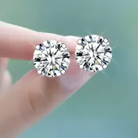 简约925纯银超闪锆石耳钉 四爪气质女款迷你小耳饰耳环水晶