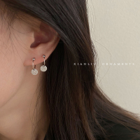 简约小圆片耳环2021年新款潮耳圈925纯银耳钉养耳洞耳饰女