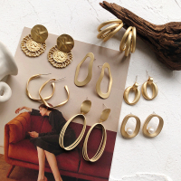 ins耳环女欧美几何金属夸张复古耳饰2019新款气质耳钉冷淡风耳坠
