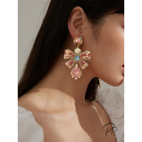 PP饰品 重工巴洛克蝴蝶结耳环女夏季小众高级感耳饰精致复古耳坠