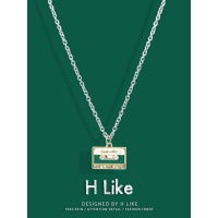 复古欧美风ins怀旧磁带百搭项链吊坠饰品钛钢嘻哈毛衣链潮酷男女