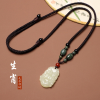 古风玉石十二生肖毛衣链男女百搭新款配饰属相高档项链吊坠挂饰品
