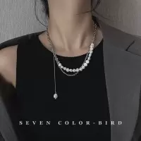 设计感天然珍珠项链轻奢小众冷淡风锁骨链女夏时尚款个性颈链饰品