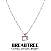 BREADTREE饰品 简约几何图形钛钢项链ins男女嘻哈卫衣链情侣吊坠