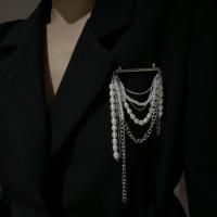 复古轻奢天然淡水珍珠流苏别针链条胸针胸花秋冬饰品