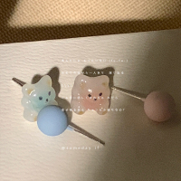 someday if/卡通可爱小熊耳钉女夏软妹少女百搭耳环不对称耳饰品