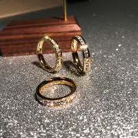 日韩版时尚满钻镀18K玫瑰金钛钢单排钻戒指男女食指环饰品 不色