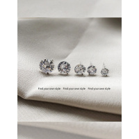 简约气质925纯银水钻石耳钉女 日韩百搭养耳洞学生饰品耳饰耳环