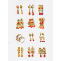 藏族耳环女 藏族饰品印度尼泊尔 藏式藏风 女款铜鎏金 藏族耳饰