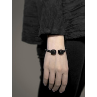 非鱼之家黑檀木开口手镯女男情侣款原创手工简约日韩流行饰品手链