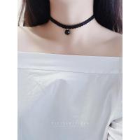 黑色脖子饰品纯银日韩国简约choker项圈项链女锁骨链蕾丝颈带颈链