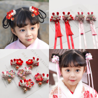 儿童新年头饰古苏发夹中国结兔子飘带毛球发夹头饰女汉服饰品