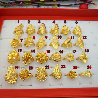 新款可调节越南沙金戒指女欧币镀金色食指情侣镀金戒指婚庆饰品