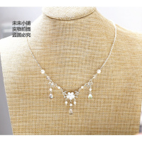 日常汉服明宋唐饰品锁骨水晶铜樱花项链软璎珞发夹眉心坠婚礼