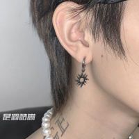 是个酷崽 INS蹦迪土酷太阳花耳环耳饰不锈钢饰品高级个红男女