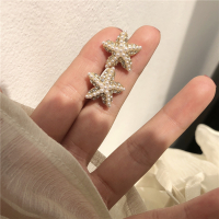 可爱小巧日常海星耳环~韩国气质珍珠甜美复古精致耳饰品女耳夹潮