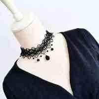 宽颈带脖子饰品黑色蕾丝花朵项圈项链女短款锁骨链颈饰配饰遮疤