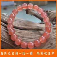 弘玉缘天然凉山南红手串樱桃红水红冰粉老型珠单圈手链佛珠饰品女