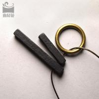 非鱼之家原创日韩简约百搭毛衣链女 黑檀木饰品项链 欧美吊坠男潮