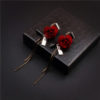 韩国耳坠长款百搭潮人气质个性玫瑰花流苏耳饰品性感耳环女