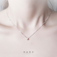 《弥音原作》S925纯银饰品简约立体小月亮吊坠细锁骨链项链女配饰