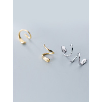 s925银耳环女日韩风简约时尚气质螺旋线条甜美可爱耳坠饰品