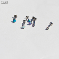 欧泊石opal唇钉澳宝唇环穿刺饰品3/4mm耳骨钉小耳朵钉粗针内牙嵌