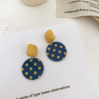 复古少女可爱波点树脂耳钉2019新款潮日系撞色耳饰品韩国气质耳环