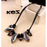 夸张水晶叶子短款毛衣链 韩国春夏配饰锁骨链女挂饰品项链