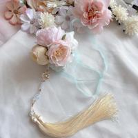 婉仪 汉服配饰绢花禁步流苏压襟绣球花吊坠花朵挂饰胸佩饰品后压