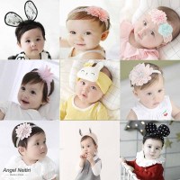 儿发带貂毛球兔耳朵女宝宝发带头饰满月婴儿童公主发饰品套装