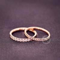 时尚情侣镶10钻22钻戒指女ins潮不色钛钢对戒18k玫瑰金饰品指环
