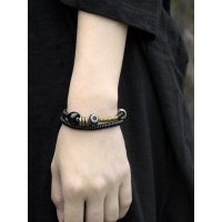 原创手工黑檀木混搭手串个性民族风饰品文艺男女款复古手链