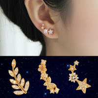 韩国时尚饰品气质甜美星星水钻耳排简约潮耳环女日韩夸张耳饰