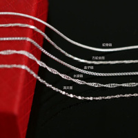 韩版925纯银白金项链女锁骨链配饰盒子o字水波链饰品简约百搭链条