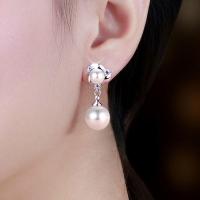大珍珠耳环纯银耳钉女长款耳坠妈妈结婚礼气质新娘饰品无耳洞耳夹