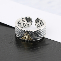 925纯银泰银饰品 上帝之眼金属质感男潮人指戒 情人男女朋克戒指