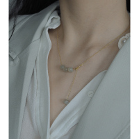 hzyeyuan手作四颗和田玉可调节项链气质淑女锁骨链两戴饰品