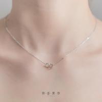 弥音原作S925纯银女双环戒项链短款锁骨链气质圆圈饰品学生送