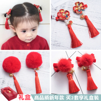 新款纯手工新年喜庆中国风花朵流苏儿童发夹女童头饰宫廷宝宝饰品
