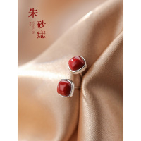 [巷南]925纯银红豆耳钉复古小众耳环夏季2021年新款潮耳饰品女