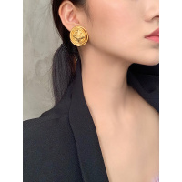 BOONEE阚清子同款复古金属纽扣耳钉女夏季气质高级感耳环耳饰品潮