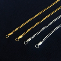 hiphop嘻哈金项链钛钢古巴金链子不色百搭流行夜店蹦迪男女饰品