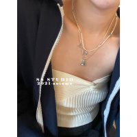 [宋宋饰品]三层银爱心项链 珍珠托帕石 时尚百搭 原创设计