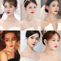 新娘颈链简约日韩颈带饰品锁骨链项链婚纱项圈珍珠短款婚纱配饰