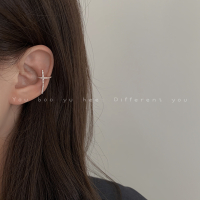 微镶锆石十字耳骨夹无耳洞女夏小众设计感简约性冷淡风耳环耳饰品