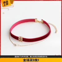 喜字项链酒红色丝绒颈链女脖子饰品颈带喜庆结婚古风锁骨链choker
