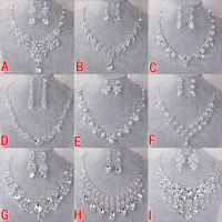 热卖新娘饰品水钻新娘结婚项链耳环婚纱配饰新娘项链结婚套链